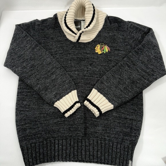 Bruzer NHL Chicago‎ Blackhawks Mens Size XL Dark Grey/Black Pullover Sweater